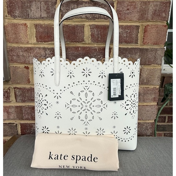 kate spade new york Handbags - Kate Spade Do It All Perforated Large Leather Tote - True White - New with Tag